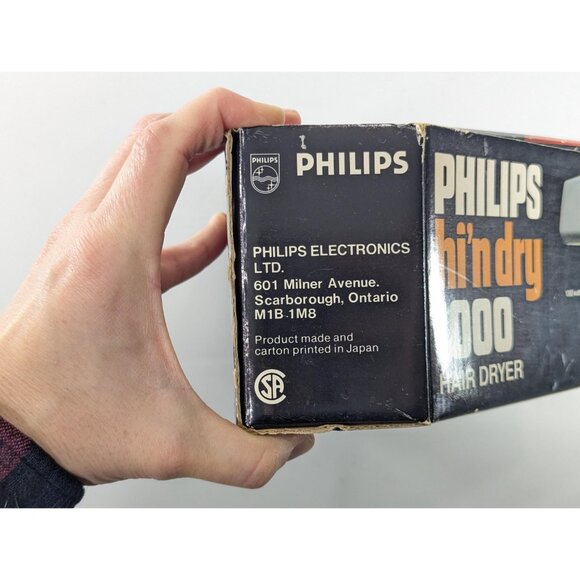 Vintage Philips HP1701 Hair Dryer in Original Box, Hi 'n Dry 1000 Watts WORKS - Picture 10 of 11